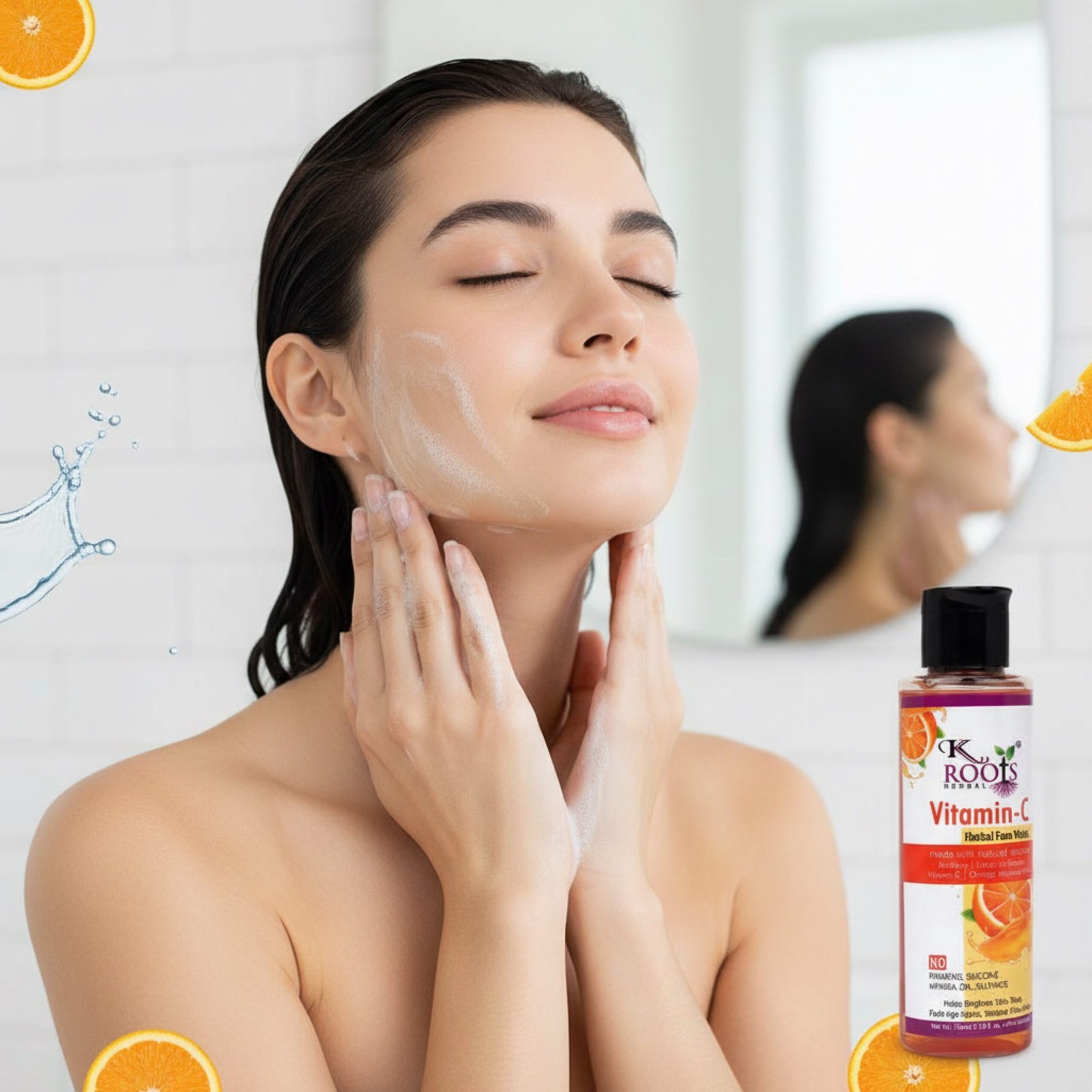 Vitamin C Face Wash for Glowing Skin, Skin Brightening & Dark Spot Removal, Herbal Face Cleanser with Orange & Mulberry Extract, Paraben Free Daily Face Wash for Men & Women (100ml) - Image 6