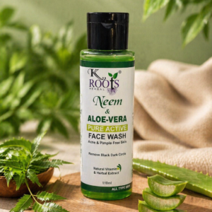 Neem & Aloe Vera Face Wash by Kroots – For Acne-Free & Fresh Glowing Skin (110 ml)