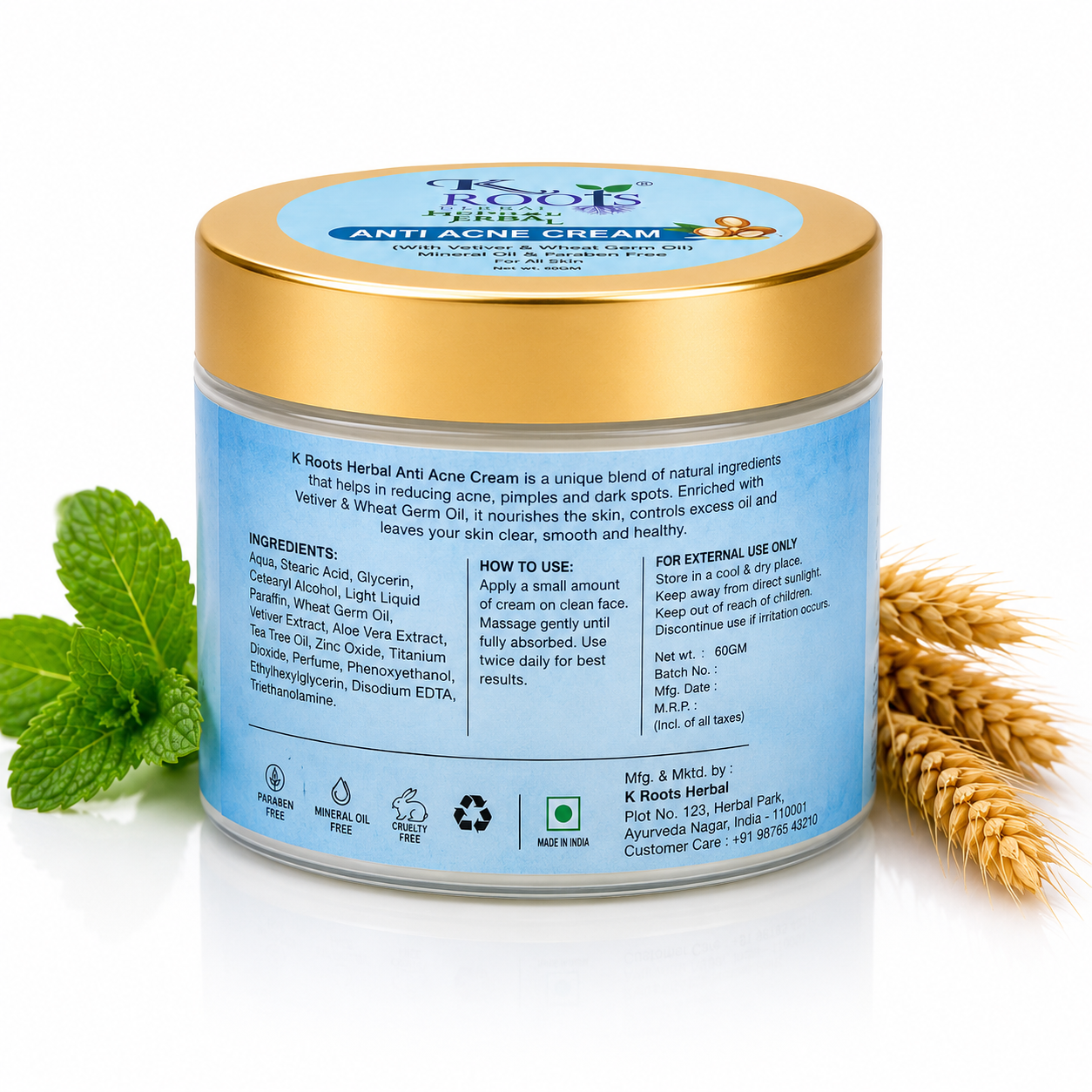 K Roots Herbal Anti Acne Cream | Oil Control & Skin Soothing Formula | 50ml - Image 5
