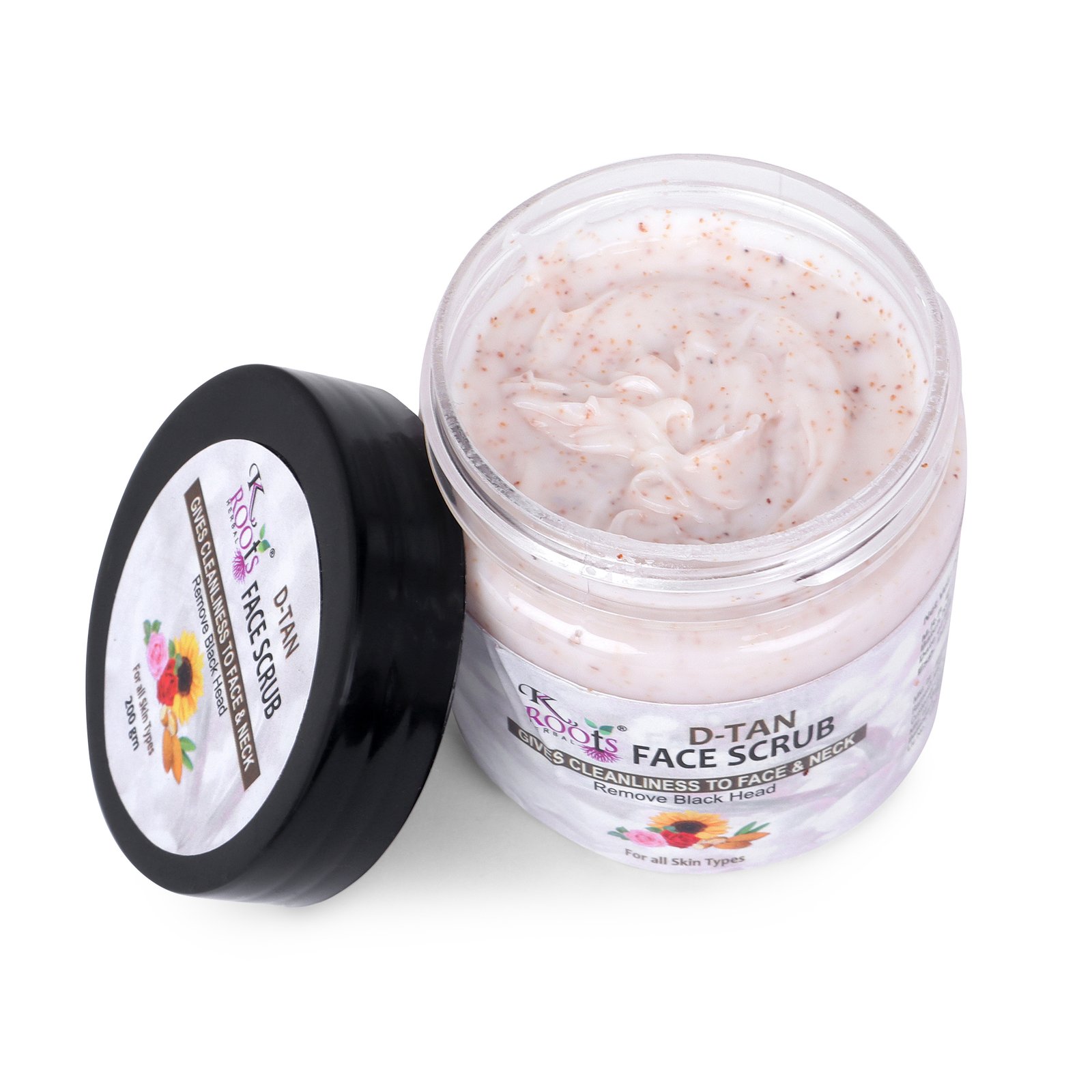 K Roots Herbal D-Tan Face Scrub (500gm) | Tan Removal & Blackhead Removal Face Scrub | Deep Cleansing Exfoliating Scrub for Face & Neck | For All Skin Types - Image 4