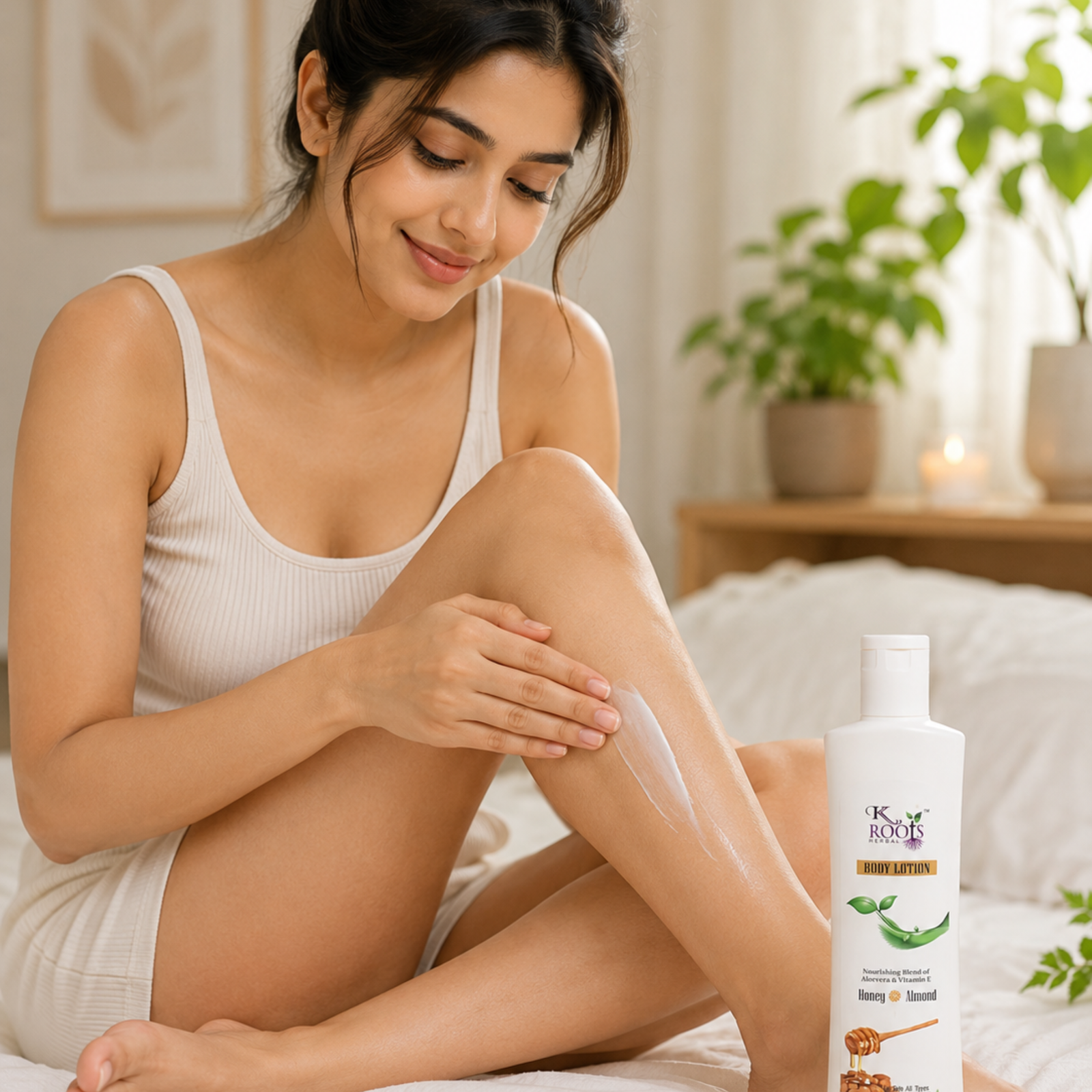 K Roots Herbal Honey & Almond Body Lotion with Aloe Vera & Vitamin E | Deep Moisturizing Lotion for Soft & Healthy Skin | 200ml - Image 2