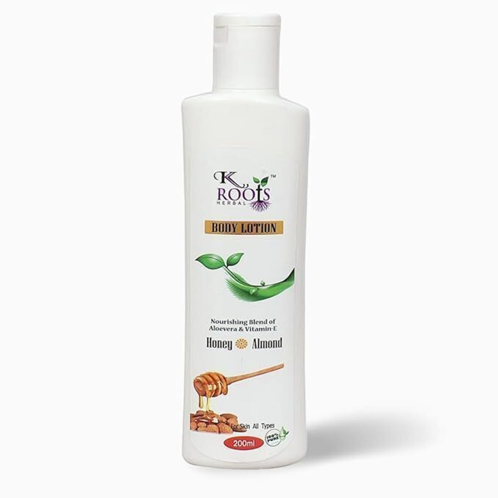 K Roots Herbal Honey & Almond Body Lotion with Aloe Vera & Vitamin E | Deep Moisturizing Lotion for Soft & Healthy Skin | 200ml