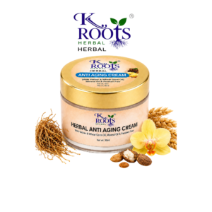 K Roots Herbal Anti Aging Cream with Vetiver & Wheat Germ Oil | Mineral Oil & Paraben Free Face Cream | 50ml